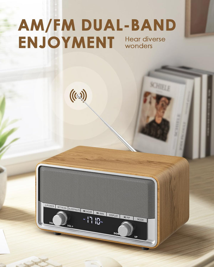 Retro-AM-FM-Radio zum Einstecken an die Wand, digitales Uhr-Radio für Schlafzimmer, mit LCD-Display,