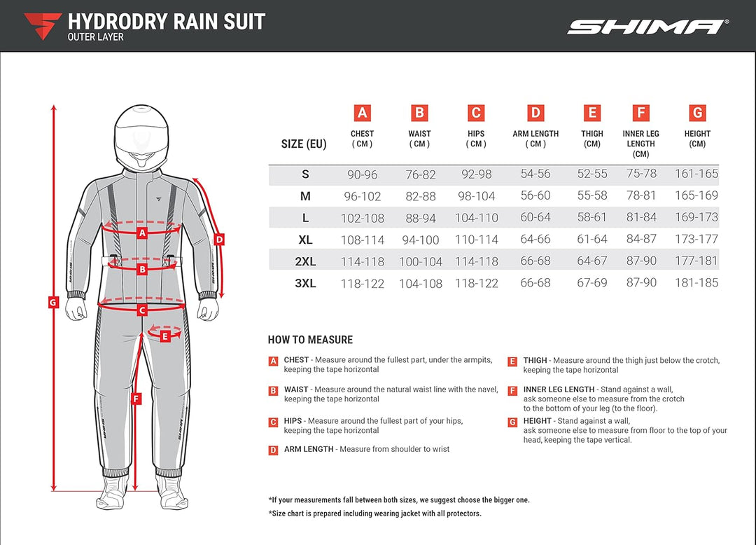 SHIMA HYDRODRY+ Wasserdichte Motorrad-Regenjacke Herren mit Tragetasche - Ultraleichtes regenfestes