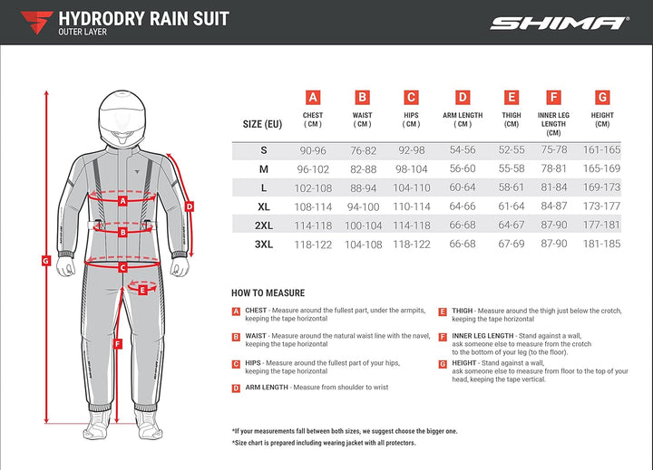 SHIMA HYDRODRY+ Wasserdichte Motorrad-Regenjacke Herren mit Tragetasche - Ultraleichtes regenfestes
