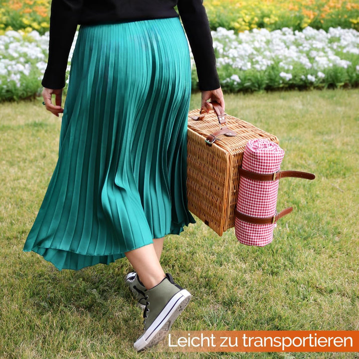 Linxor - Isothermischer Picknickkorb mit Tischdecke und Zubehör - 2 Personen Rot, Rot