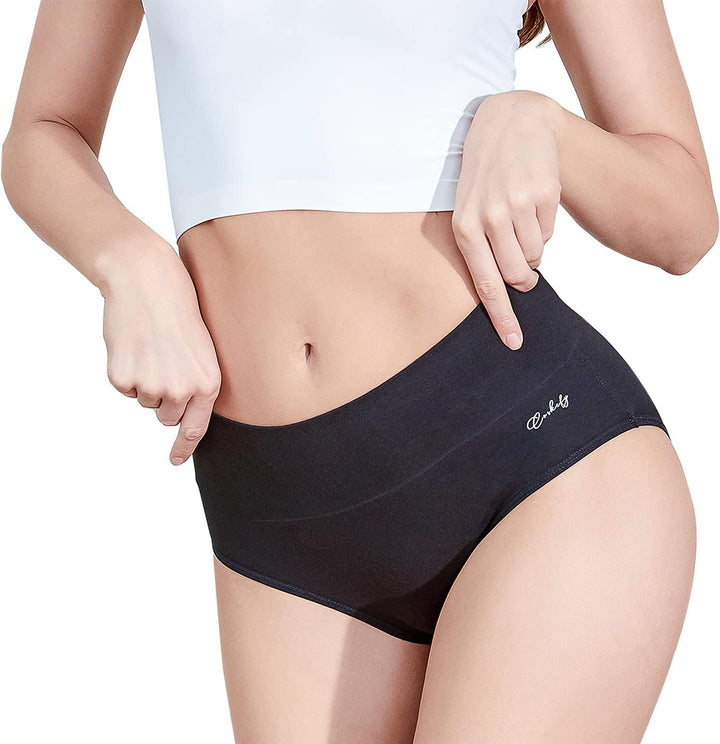 anqier Unterhosen Damen, 5er Pack Stretch Baumwolle Hohe Taille Slips Damen Atmungsaktiv Panties Wei