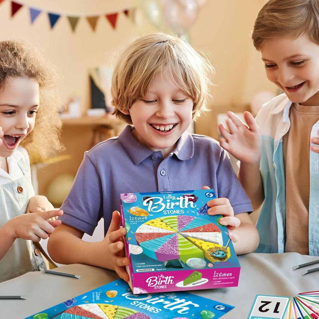 Gamerside Ausgrabungsset für Kinder ab 7 Jahren, Edelsteine und Mineralien Ausgraben Set mit 12 Stei