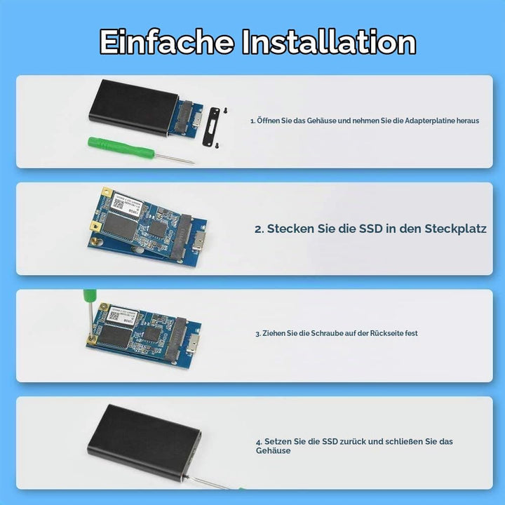 USB 3.0 UASP zu mSATA 3030/3050 SSD SuperSpeed Adapter, Aluminium Externe Festplatte Gehäuse für Sam