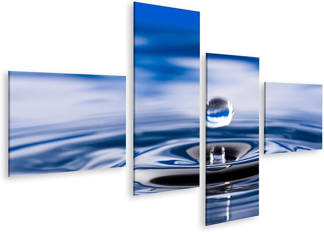 islandburner Bild auf Leinwand Wassertropfen Bilder Wandbilder Poster Leinwand 150x80cm - 4 Teile, L