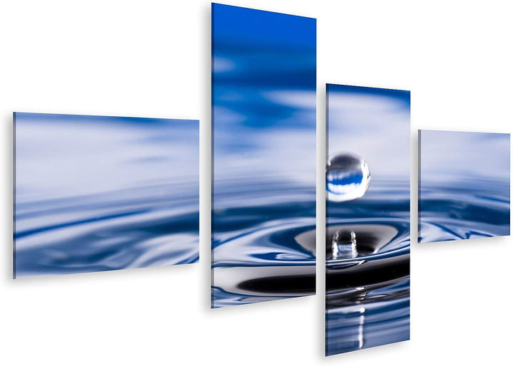 islandburner Bild auf Leinwand Wassertropfen Bilder Wandbilder Poster Leinwand 150x80cm - 4 Teile, L
