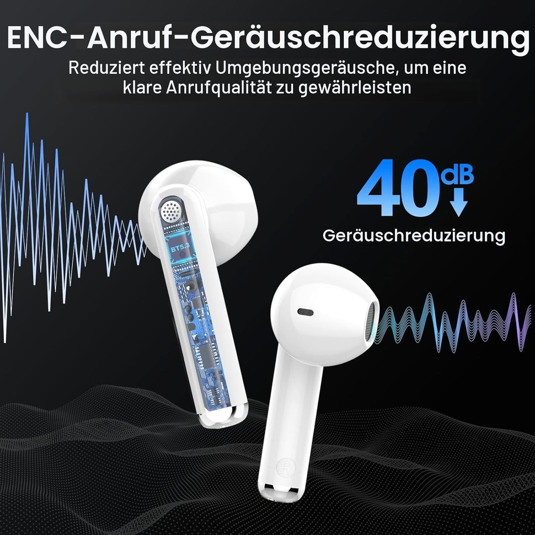 OYIB Bluetooth Kopfhörer, 2024 In Ear Kopfhörer Kabellos Bluetooth 5.3 Kopfhörer mit ENC Mic, 25 Std