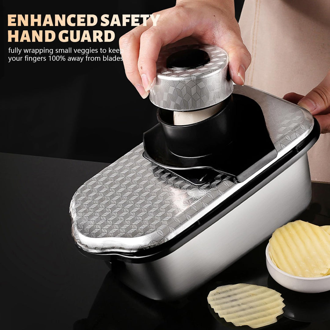Dicer Smart 9-in-1, Edelstahl Gemüseschneider Und Mandoline Gemüsehobel Set (11 Teile), Julienne- un