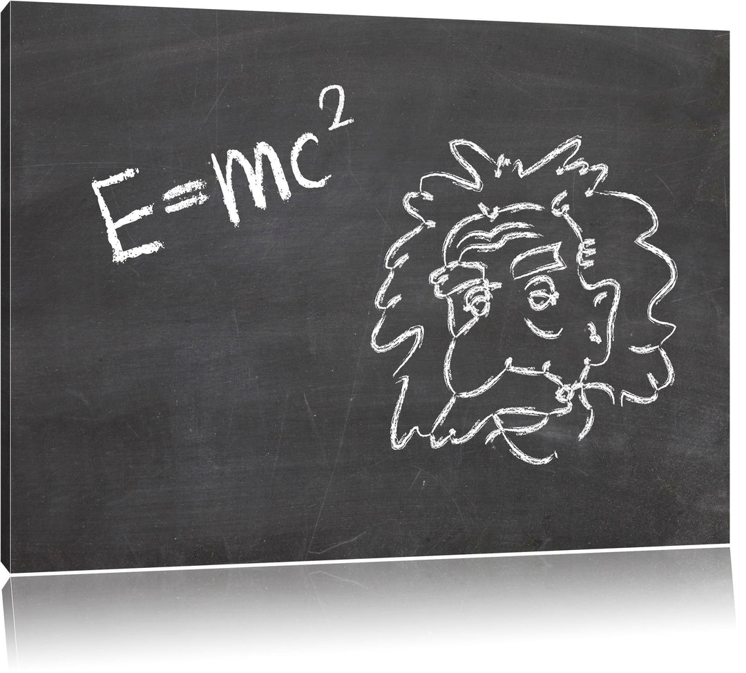 Albert Einstein M=c Format: 100x70 auf Leinwand, XXL riesige Bilder fertig gerahmt mit Keilrahmen, K