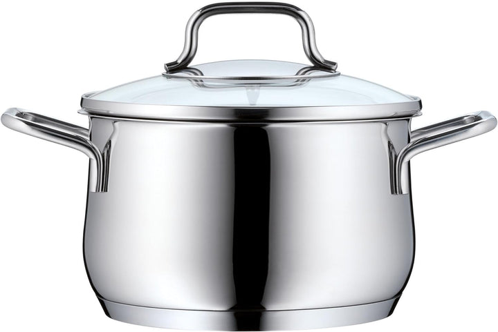WMF Brilliant Topfset Induktion 6-teilig, Kochtopf Set mit Glasdeckel, Cromargan Edelstahl satiniert