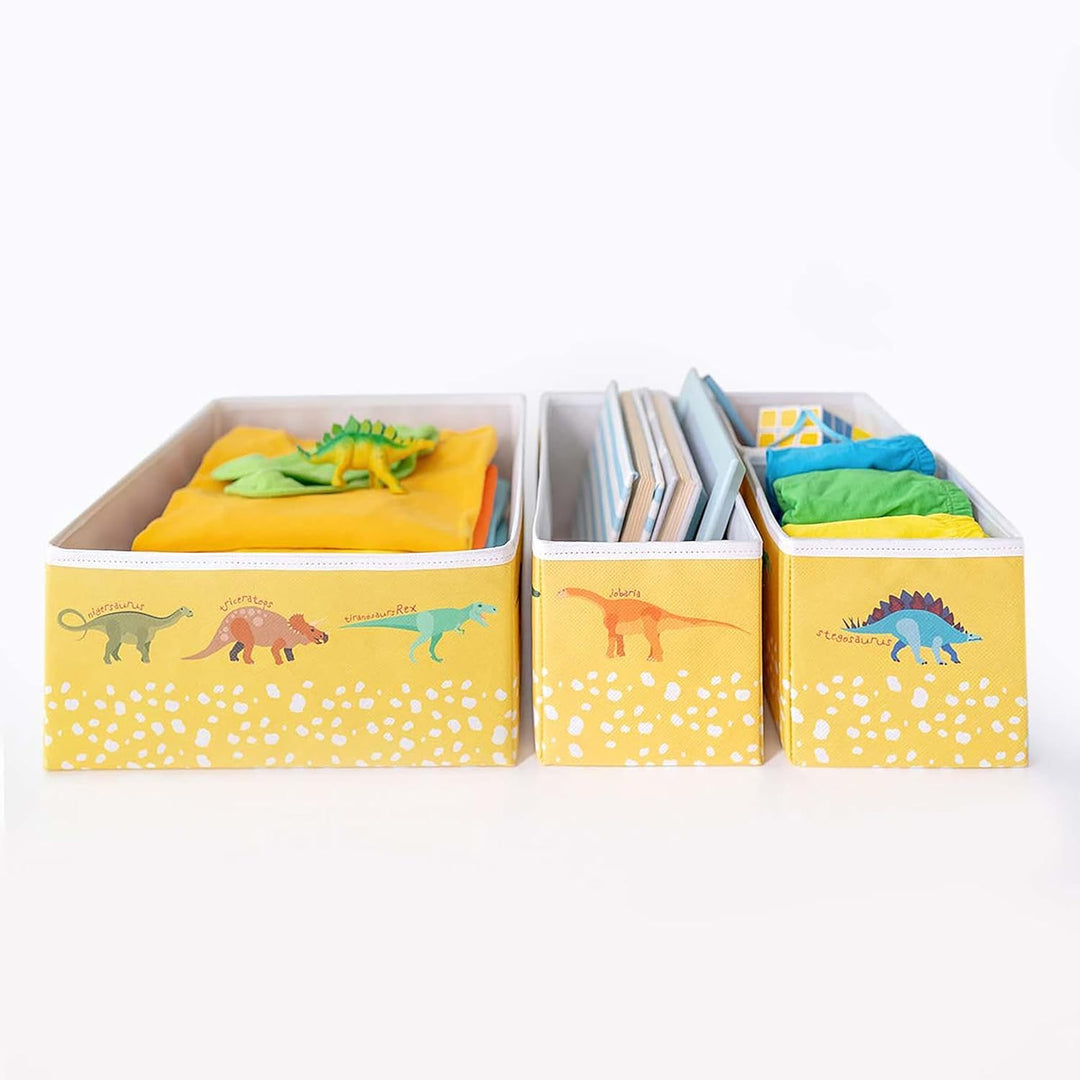 Ocean Home Textile 4er Set Dinosaurier Aufbewahrungsbox für Kinderzimmer, Faltbare Schubladen Ordnun