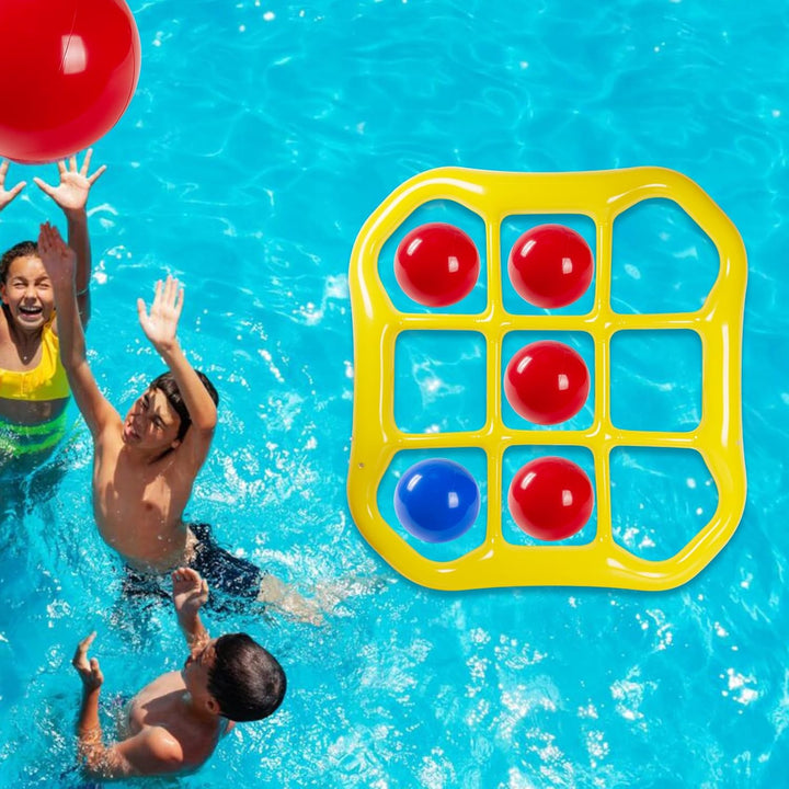 Aufblasbares Wasserspielzeug, Tic Tac Toe Pool Spielzeug mit 10 Aufblasbarer Ball, 9-Kästchen-Gitter