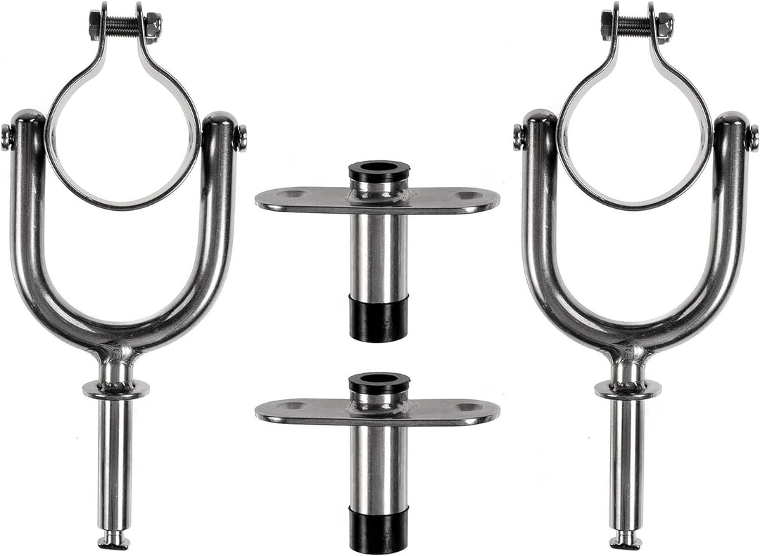 John Paddle Exklusiv Clamp Kugelbuchse Ruderdollen aus Edelstahl mit gerader Buchse (Komplett - 2 Pa