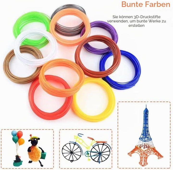 PLA 3D-Stift-Filament, 20 Farben, je 10 m – PLA-Filament für 3D-Stift, 1,75 mm, 3D-Stift-Farben, ein