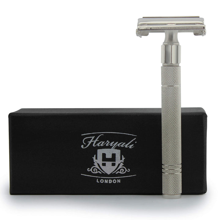 Twist Rasierhobel Herren – Klassischer Vintage Edelstahl Rasierer mit Butterfly-Öffnung – Doppel¬kli