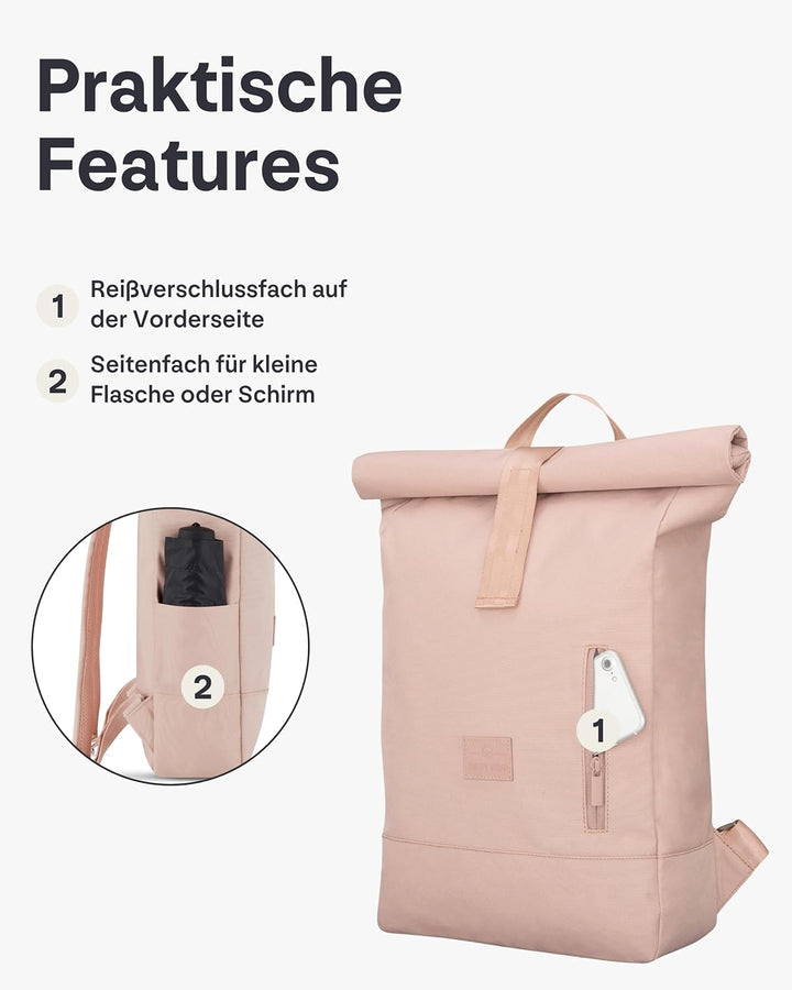 Johnny Urban Rucksack Damen & Herren - Robin Medium - Rolltop Mit Laptopfach für Uni Business Fahrra
