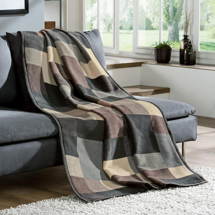 Erwin Müller Wohndecke Palermo 2er-Pack, Kuscheldecke - grau Grösse 150x200 cm - kuschelig - mit Ver