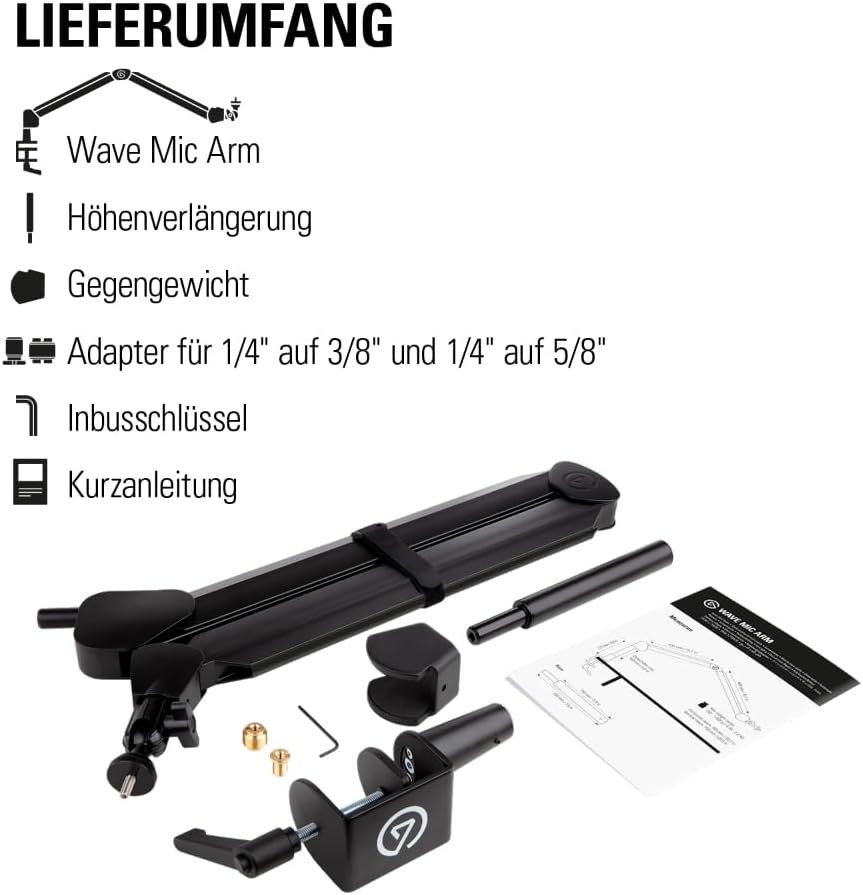 Elgato Wave Mic Arm - Streaming Boom mit Kabelkanälen für einen sauberen Arbeitsplatz, Tischklemme,