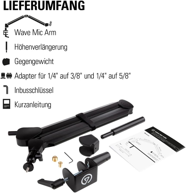 Elgato Wave Mic Arm - Streaming Boom mit Kabelkanälen für einen sauberen Arbeitsplatz, Tischklemme,