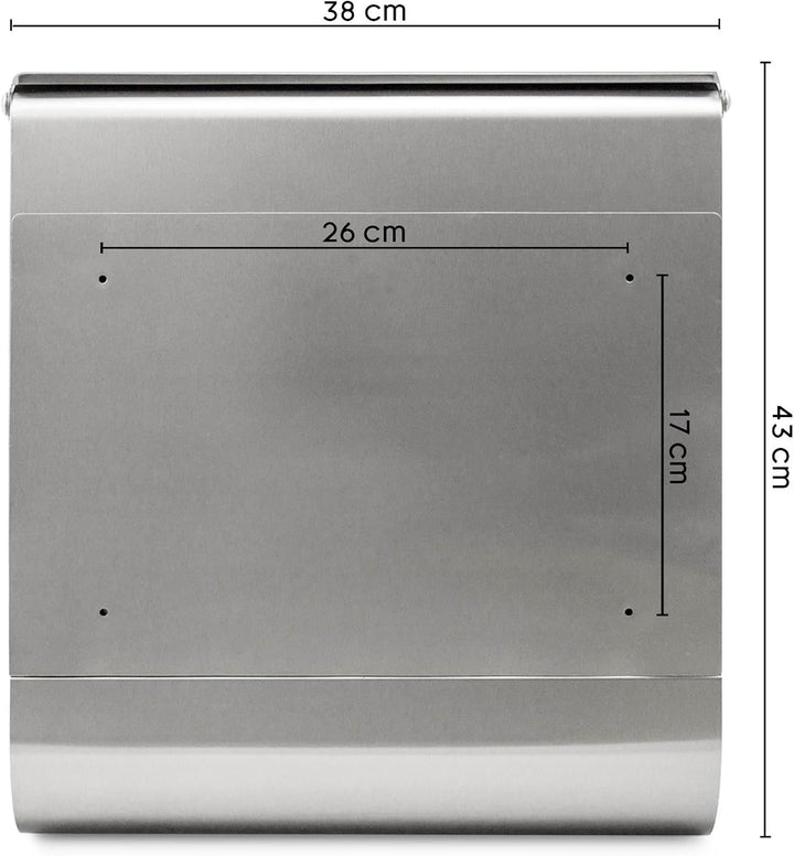 banjado® Briefkasten Edelstahl mit Motiv Historischer Stadtkern 38x43x12cm &amp; 2 Schlüssel - rostfreie