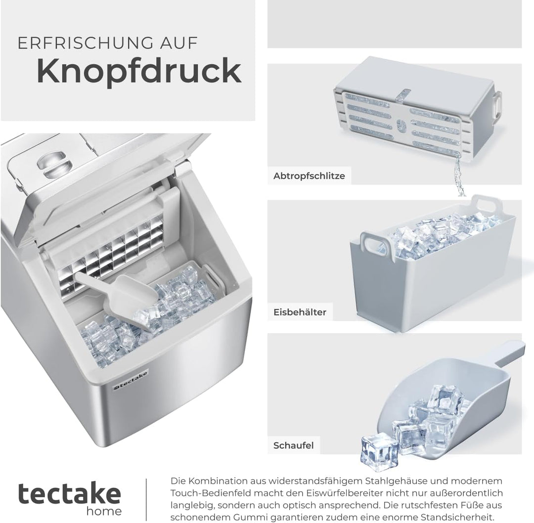 TecTake Profi Eiswürfelmaschine für klare
