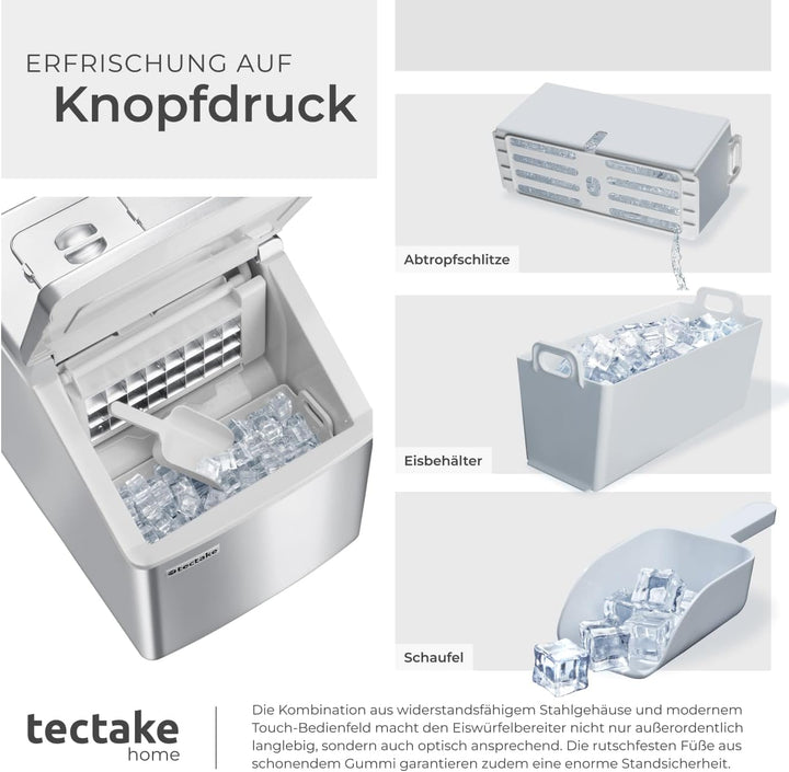 TecTake Profi Eiswürfelmaschine für klare