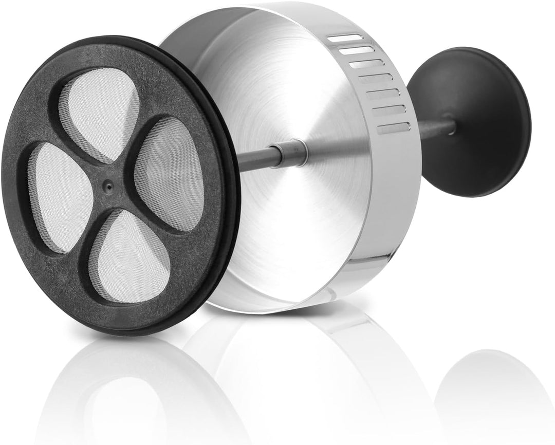 Tiken 1L French Press Edelstahl Double-Wall Vakuum Thermo Kaffeebereite Spülmaschinenfest Silver, Si