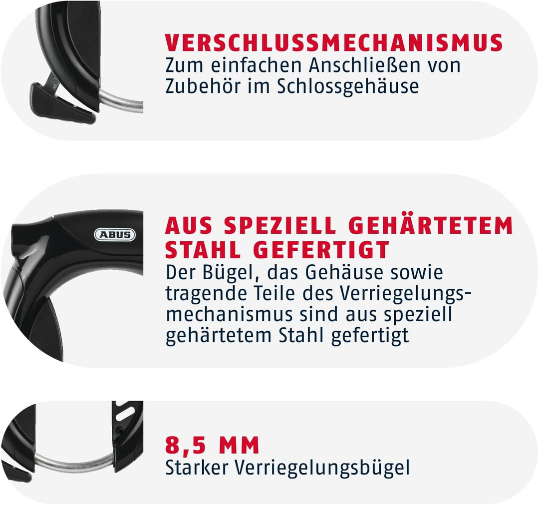 ABUS Unisex – Erwachsene 4650SL NR BK OE Rahmenschlösser, Unifarben, universal