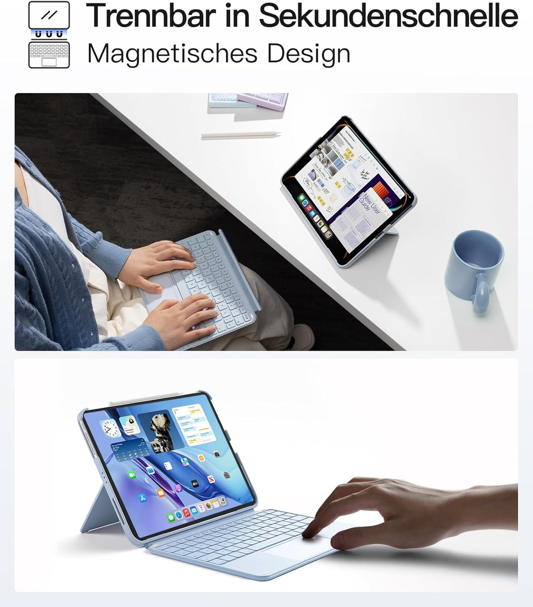 Inateck Hülle mit Tastatur,Ultraleichte Tastatur für iPad 10/11 Generation A16 2025 11 Zoll,iPad Air