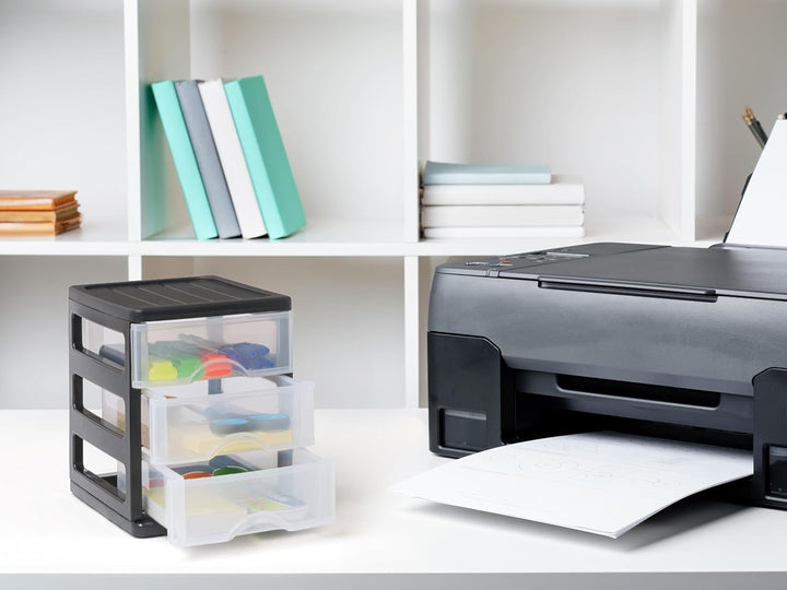 Hausfelder Schubladenschrank, Schubladencontainer, Schubladen Format A6, durchsichtige Schubladen, B