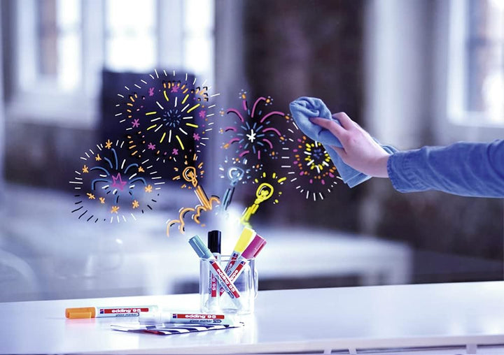 edding 95 Glasmarker - weiss - 10 Stifte - Rundspitze 1,5-3 mm - zum Schreiben und Markieren auf Gla