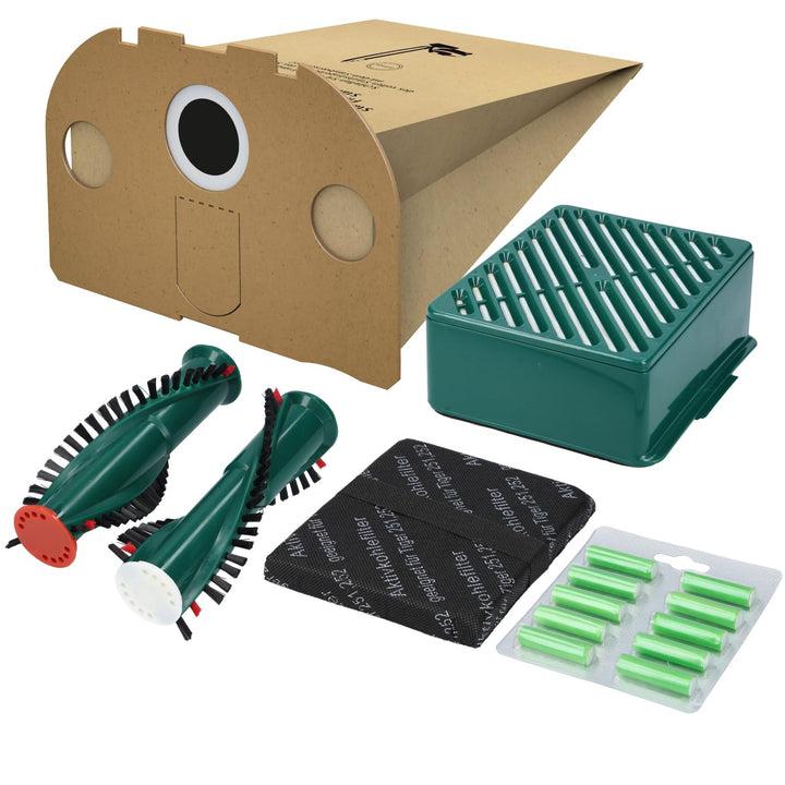 McFilter | 10 Staubsaugerbeutel + Aktivfiltersystem + Aktivkohlefilter + Bürsten EB350/351 + Duft ge