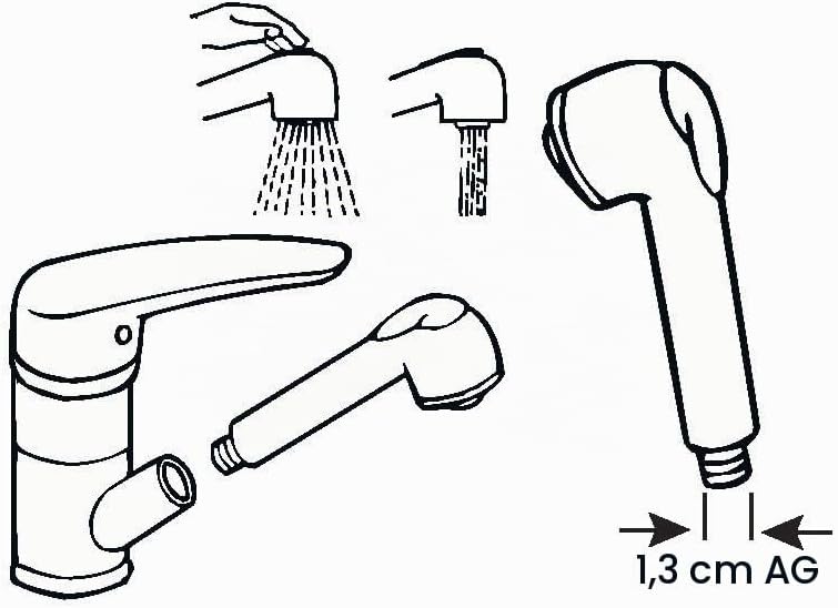 Cornat Ersatz-Handbrause 1/2 Zoll AG - Chrom - Anti-Kalk-Funktion - Normal- & Brausestrahl - Für Spü