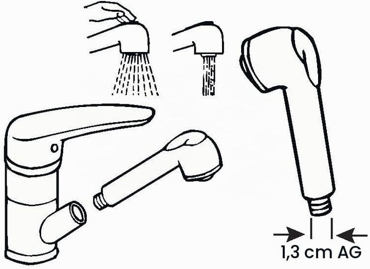 Cornat Ersatz-Handbrause 1/2 Zoll AG - Chrom - Anti-Kalk-Funktion - Normal- & Brausestrahl - Für Spü