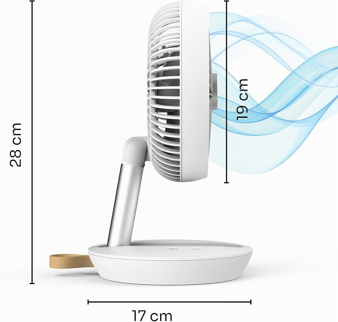 Tischventilator Sehr Leise 27,9 cm USB Ventilator Akku 15h Table Fan FlexiGo Faltbar 4 Modi 400 m³/h