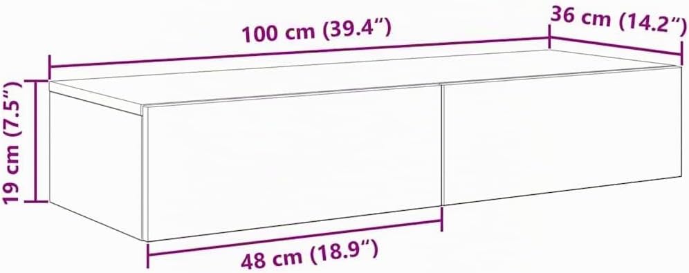 vidaXL Wandregal Mit Schubladen Sonoma-Eiche 100x36x19cm Holzwerkstoff, Wandschrank, Schweberegal, W