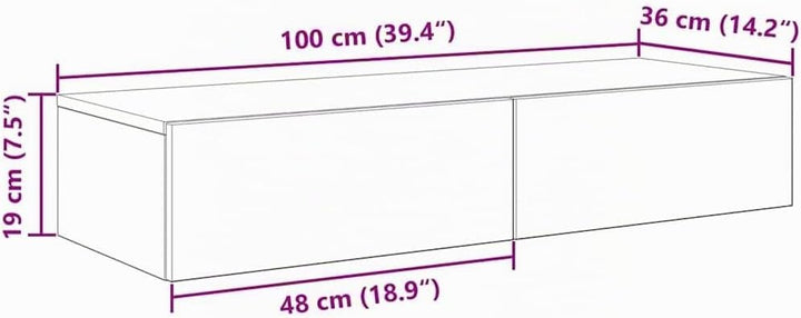 vidaXL Wandregal Mit Schubladen Sonoma-Eiche 100x36x19cm Holzwerkstoff, Wandschrank, Schweberegal, W