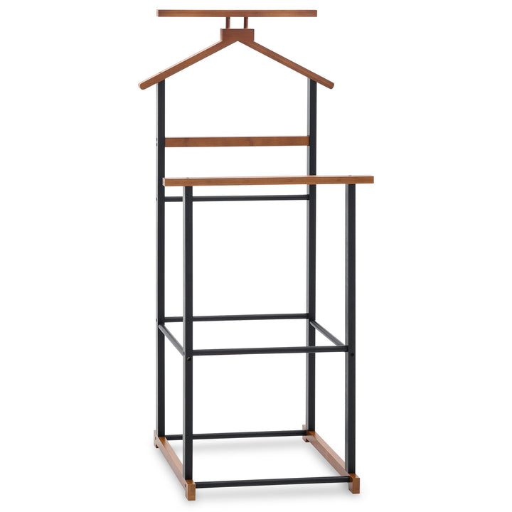 IDIMEX Herrendiener Kanna Vintage/schwarz - Kleiderbügel, Kleiderbutler mit Hosenablage aus Bambus,