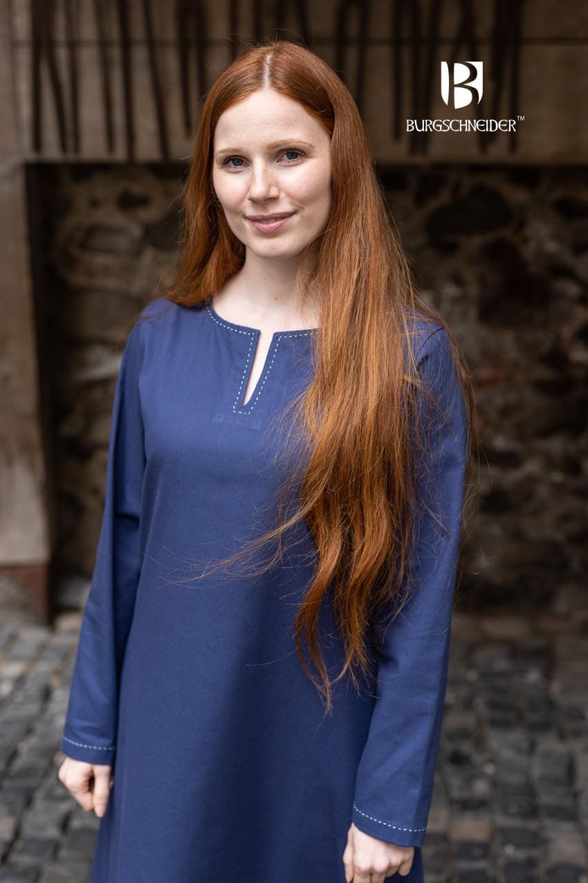 Burgschneider - Unterkleid Feme - Kleidung für Larp, Mittelalter, Cosplay und Fantasy Dark Blue S, D