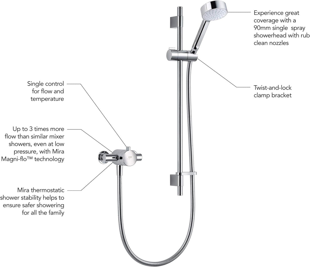 Mira Showers 1.1869.001 Minilite Exposed Duscharmatur, variabel, Chrome