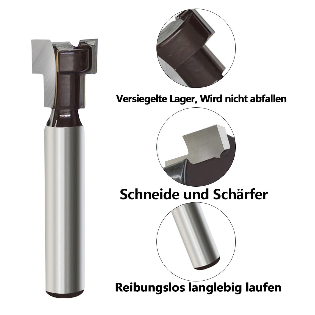 6-tlg. T-Nutfräser-Set 8mm Schaft – Hartmetall T Nut-Fräser Oberfräse, T-Track Schlitz, für Holz, Ho