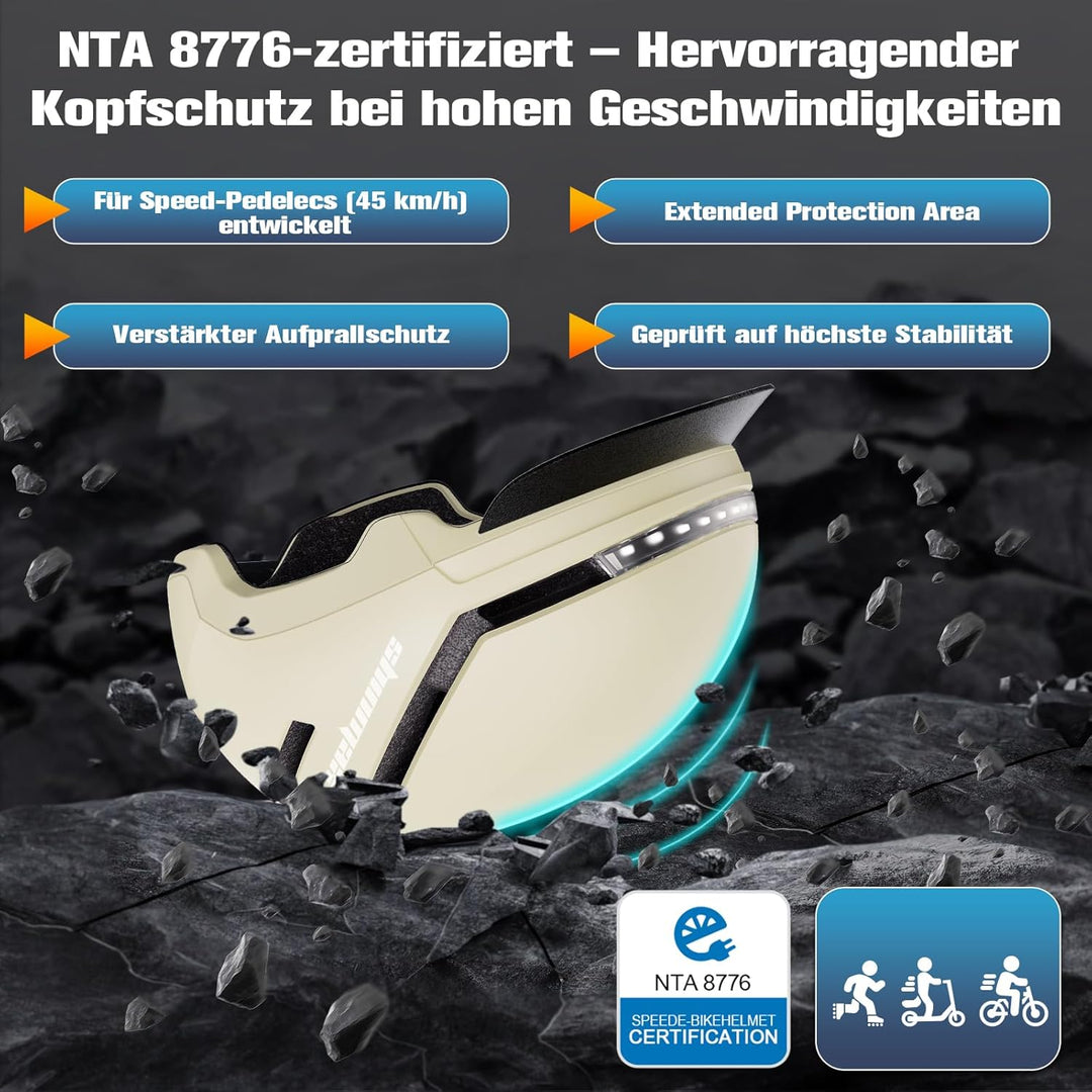 Shinmax Fahrradhelm Damen Herren mit Blinker & Licht, Fahrrad Helm Erwachsene mit USB Wiederaufladba