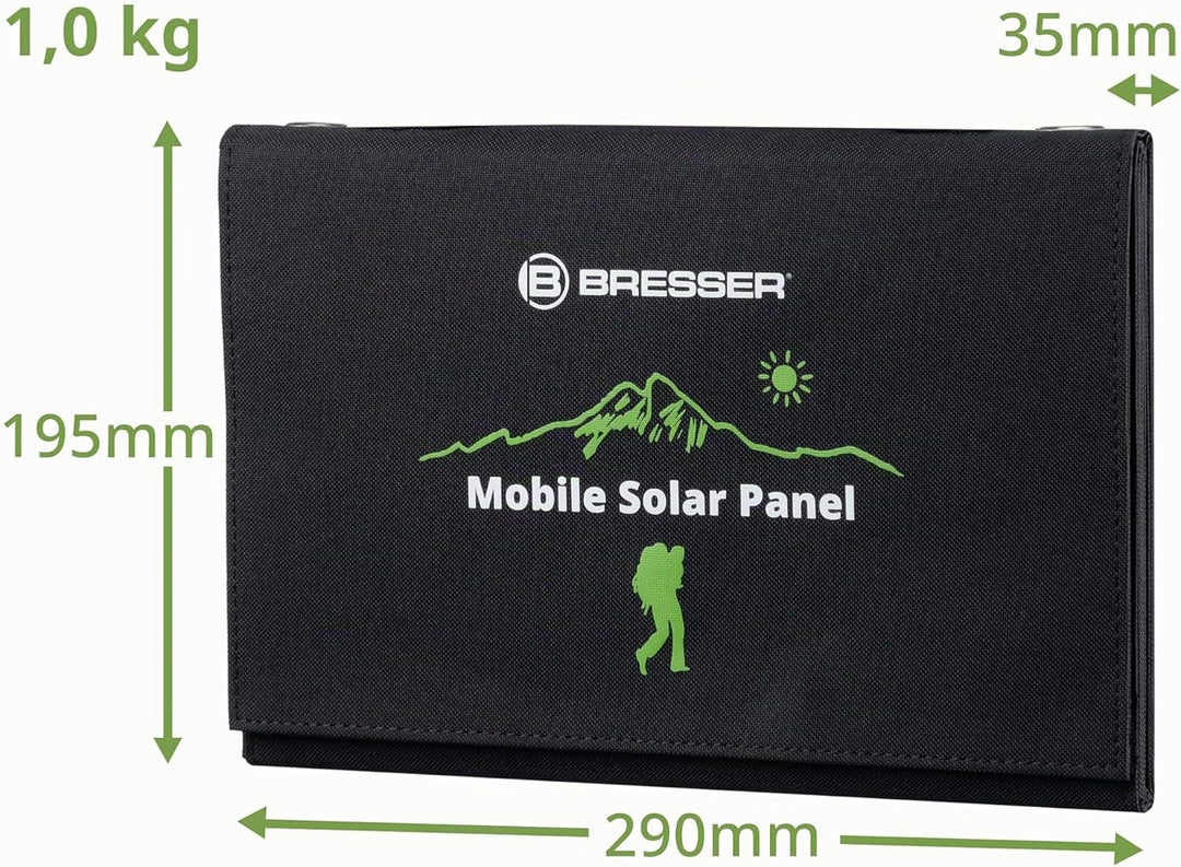 Bresser Solar Ladegerät 21W mit USB-A- und DC-Anschluss inkl. Adaptern, Solar-Panel als Ladegerät fü
