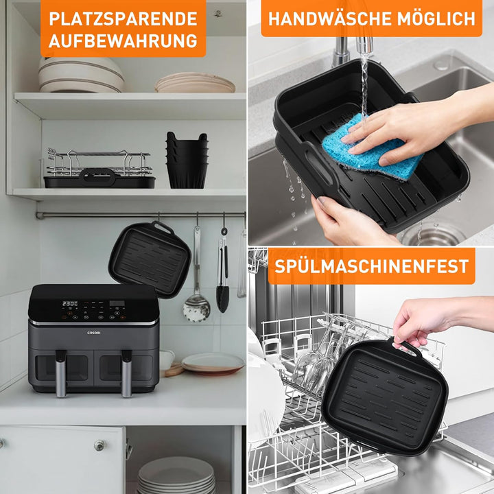 9 Stück Heissluftfritteuse Zubehör für COSORI Dual Blaze 2 Kammern 8,5L,Dual Zone Airfryer Zubehör f
