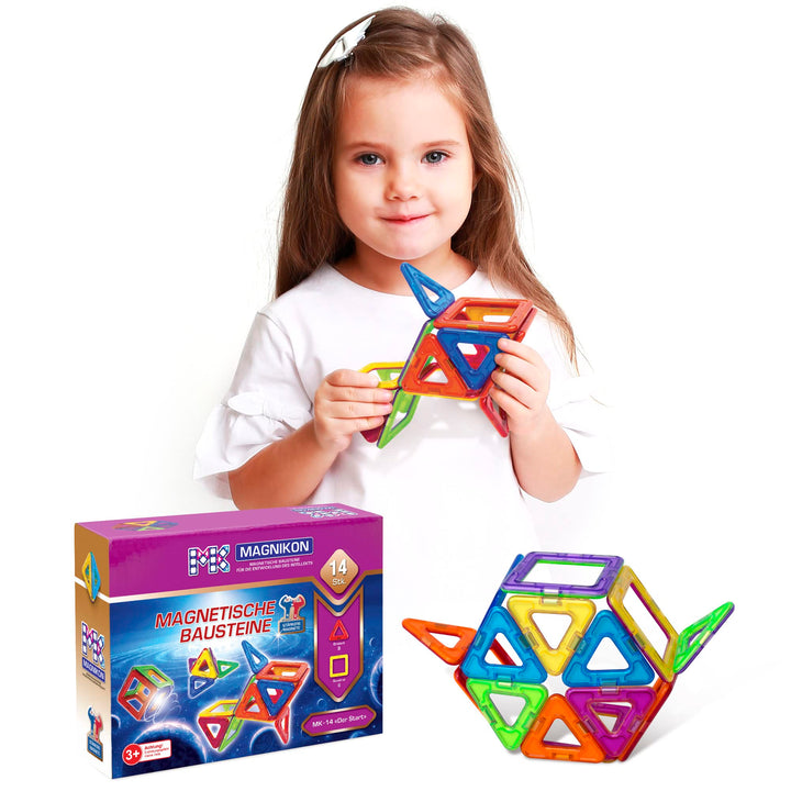 MAGNIKON Magnetische Bausteine MK-14 Der Start, 14 Teile, Standardgrösse, Bauklötze, Magnete Kinder,