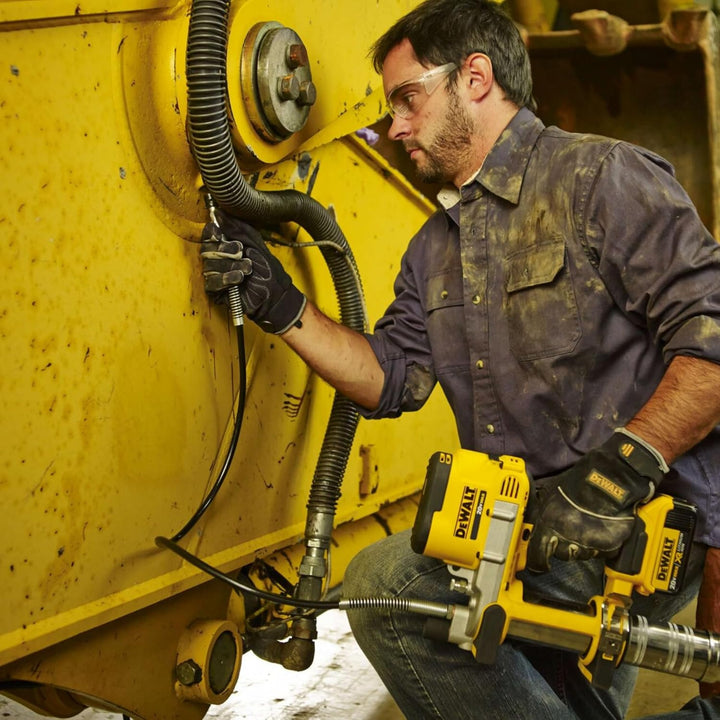 Dewalt 18 Volt Akku-Fettpresse DCGG571M1 (690 bar Arbeitsdruck, Fassungsvermögen: 400 gr. mit Kartus
