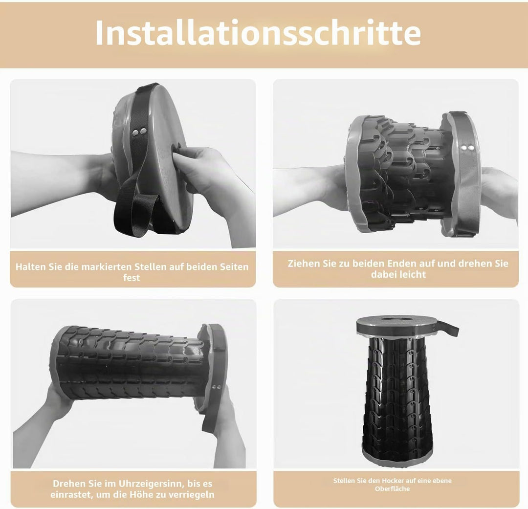 Teleskopischer Tragbarer Klapphocker Faltbar, Regenbogen Kunststoff Teleskop Hocker Tragbarer Hocker