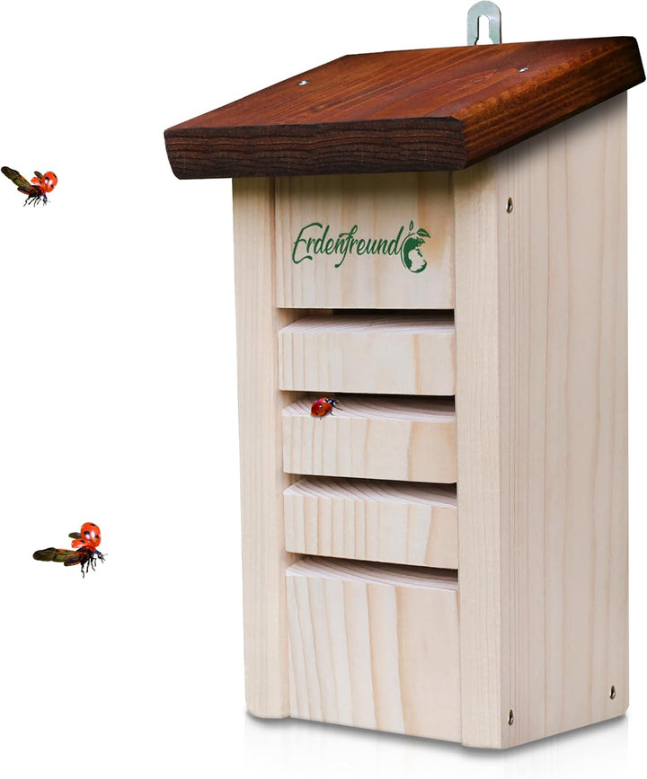 ERDENFREUND® Marienkäferhaus Marienkäfer Hotel für den Winterschlaf artgerecht schräg verlaufende Sp