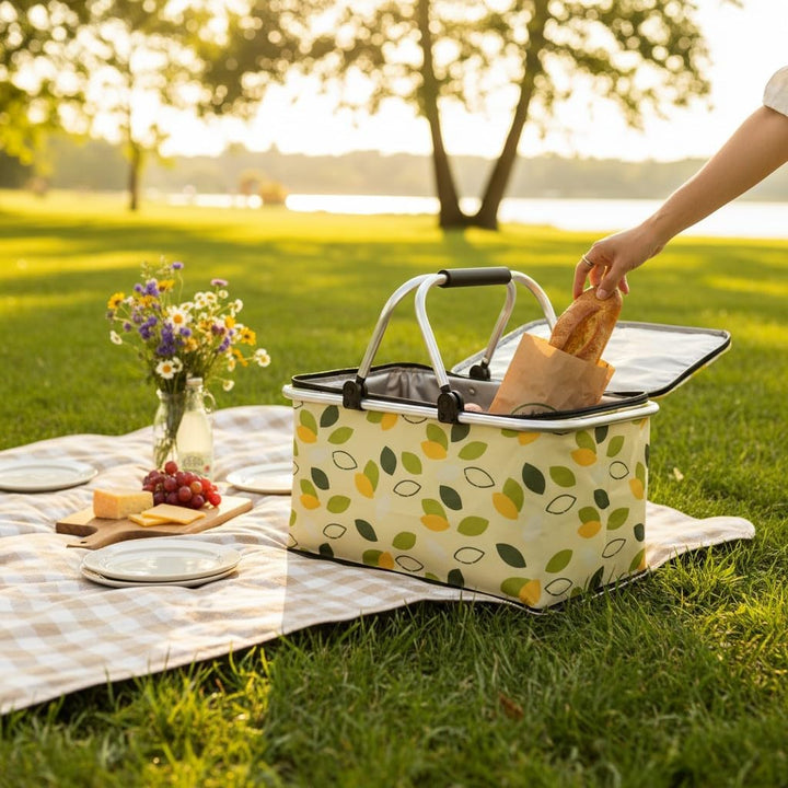 Basilico® Picknickkorb isoliert & faltbar, Kühltasche 30 L, hält warm & kalt, leichter stabiler Ther