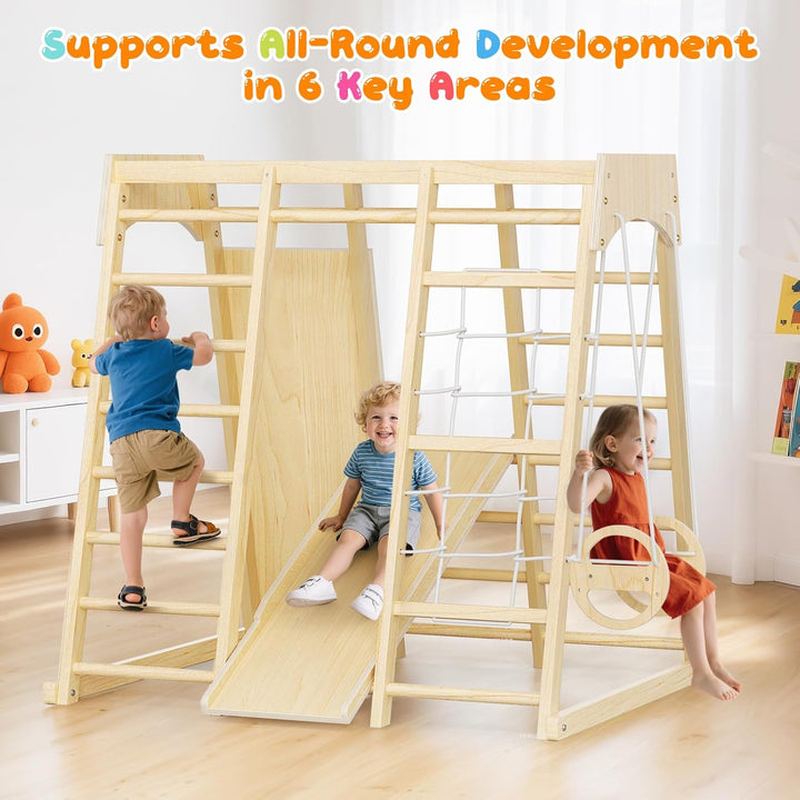 Maxi Klettergerüst für Kinder,9-in-1 Indoor Klettergerüst für Kinder mit Rutsche, Kletterwand, Klett