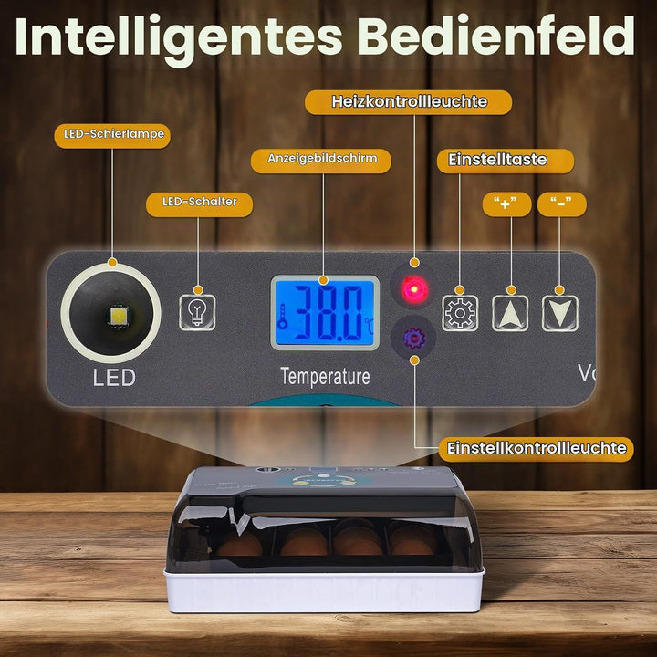 MUALROUS Brutmaschine Vollautomatisch 12 Arten Von Eierbrutschrank digitales Brutmaschine Mit Temper